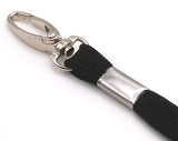 Black plain neck strap lanyard with safety breakaway and metal lobster clip
