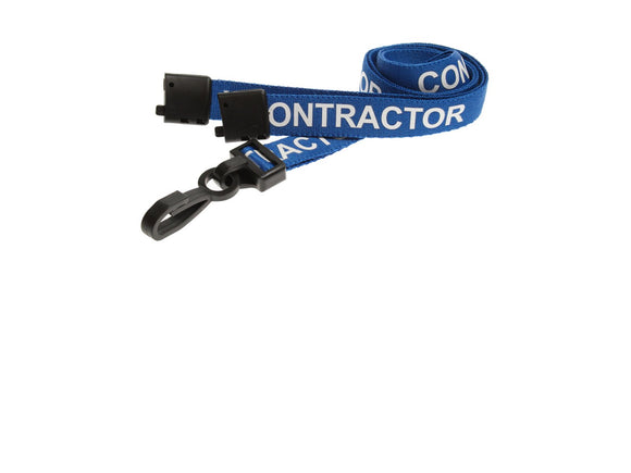 Blue Contractor Lanyard with plastic clip