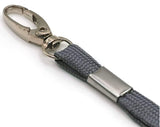 Grey plain neck strap lanyard with safety breakaway and metal lobster clip