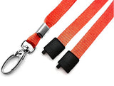Red plain neck strap lanyard with safety breakaway and metal lobster clip