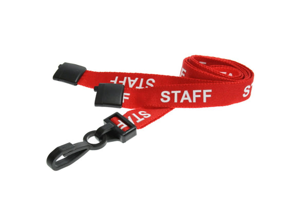 Red STAFF Lanyard with plastic clip