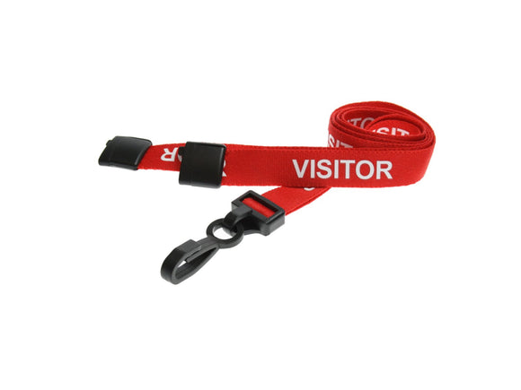 Red Visitor Lanyard with Plastic Clip