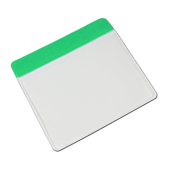 Horizontal Plastic Pocket Wallet PVC ID Card Holder - Green header