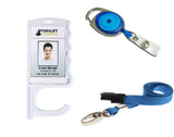 Antimicrobial Door Opening Badge Holder, Lanyard Neck Strap and extendable Keyring Identity Reel for contactless Door Opening