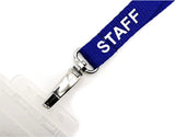 Blue Staff Lanyard Neck Strap 15mm with Metal Lobster Clip and safety breakaway catch for work, office, staff, schools, NHS nurses, teachers