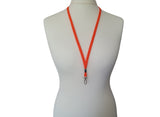 Orange plain neck strap lanyard with safety breakaway and metal lobster clip