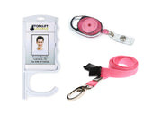 Antimicrobial Door Opening Badge Holder, Lanyard Neck Strap and extendable Keyring Identity Reel for contactless Door Opening