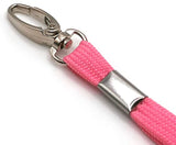 Pink plain neck strap lanyard with safety breakaway and metal lobster clip