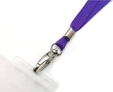 Purple plain neck strap lanyard with safety breakaway and metal lobster clip 10mm wide for ID card pass badge holders
