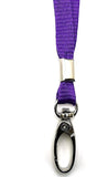 Purple plain neck strap lanyard with safety breakaway and metal lobster clip 10mm wide for ID card pass badge holders