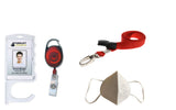 Back to work pack - Antimicrobial Door Opening Badge Holder, extendable Badge Reel, metal clip lanyard and face covering