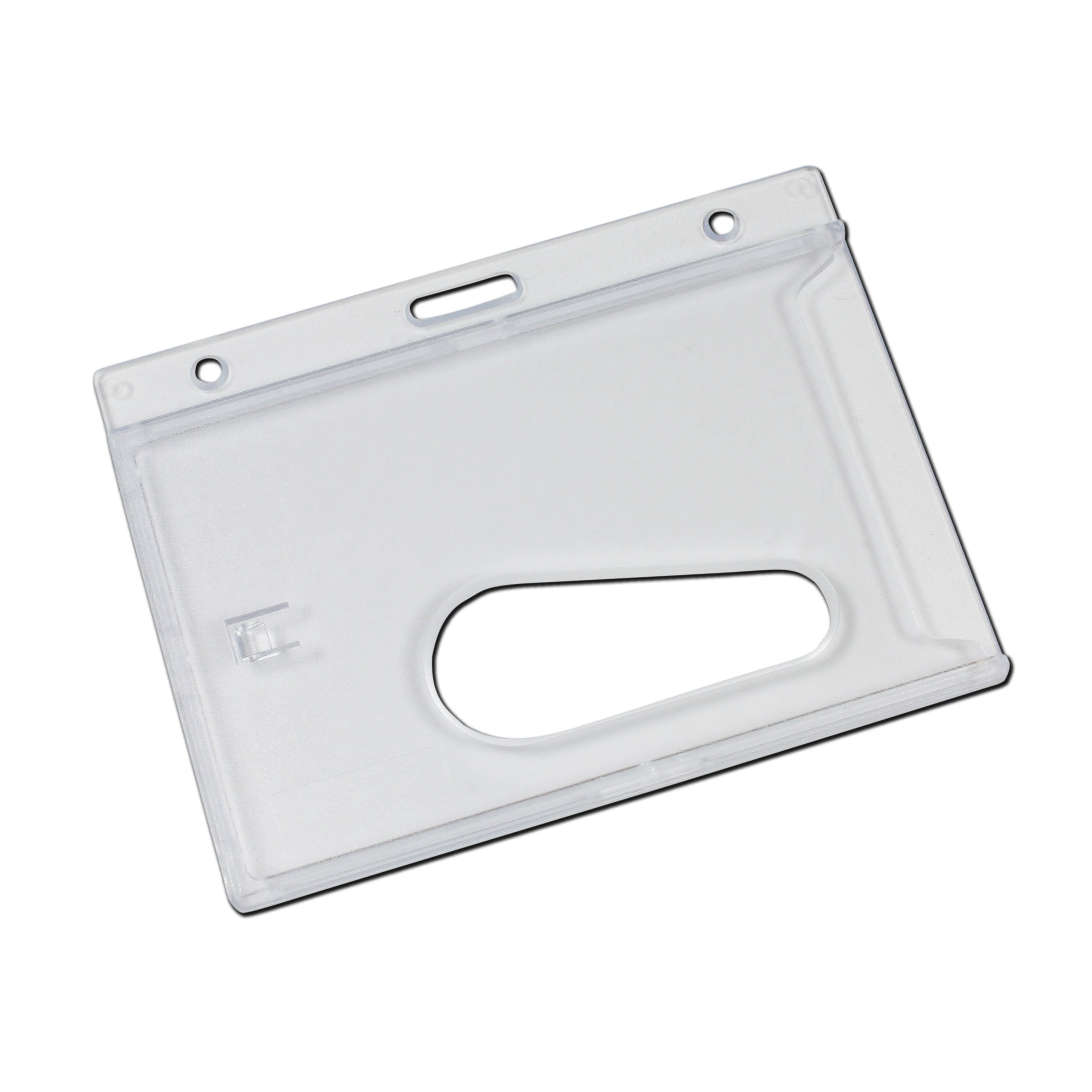 Keep your name tag, ID card or vaccine card within view and easily  accessible with these clear, horizontal badge holders with clips