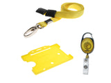 Retractable Keyring reel, Lanyard Neck Strap and Badge Card Pass Holder Trio pack for neck passes ID card